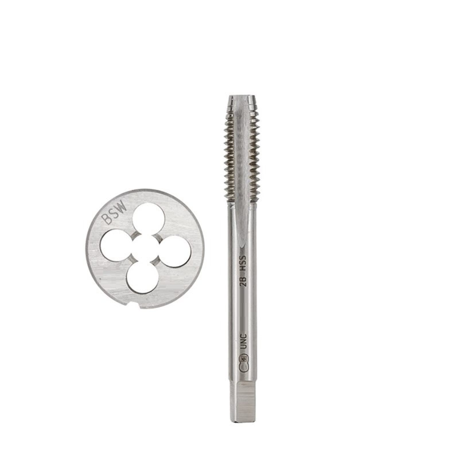 Set di Maschi filettati e filiere tonde HSS BSW Utensili manuali per Maschi, 2 Pezzi BSW 1l4-20