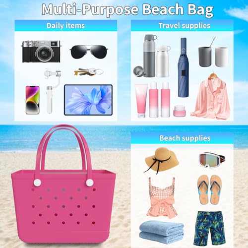 Extra Large Rubber Tote Bag & Beach Bag - Waterproof, Sandproof, Machine Washable - Perfect for Pool, Vacation, Summer 20254