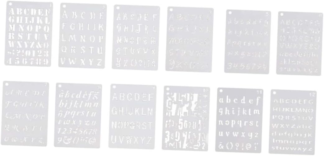 12sheets DIY Alphabet Hollow Stencils Boys and Girls Painting Reusable Art Craft Stencils