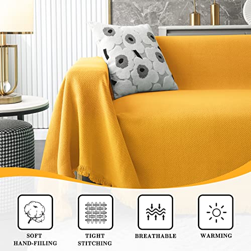 Mysky Home Sofa Covers Couch Covers For 2 Cushion Couch Sofa Slipcovers Geometrical Sofa Covers For Living Room Sectional Sofa Covers For Dogs (Large, 71" X 102", Yellow) #TOP3