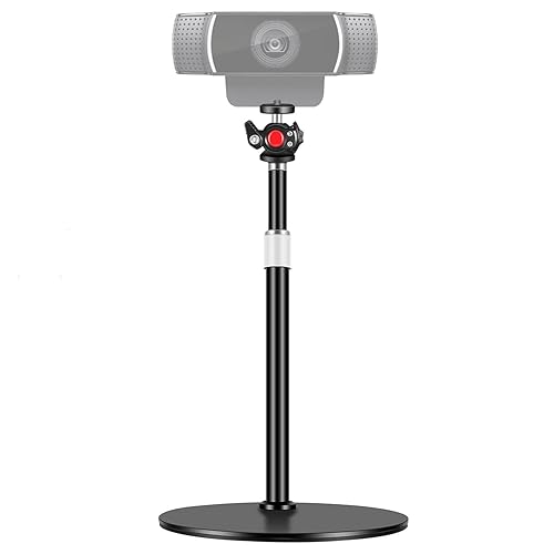 Nycetek Webcam Tripod Stand for Desk: Webcam Stand for Logitech Brio | C920 | C922 - Height & Angle Adjustable Desktop Tripod for Light & 1/4" Thread for Live Streaming | Video Calling - 9.2''-15.5''