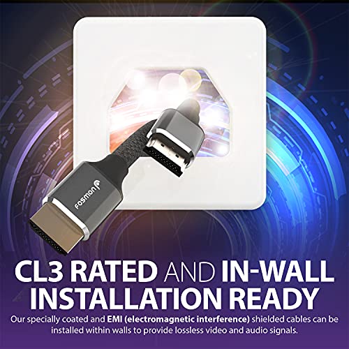 Fosmon Hdmi 2.1 Cable 8K@60Hz 1Ft (2 Pack), Premium Certified In-Wall Cl3 Rated, 48Gbps Ultra High Speed, 4K@120Hz, Dynamic Hdr, Hdcp 2.3, 3D, Earc, 30Awg Cotton Braided Compatible With Uhd Tv & More #TOP4