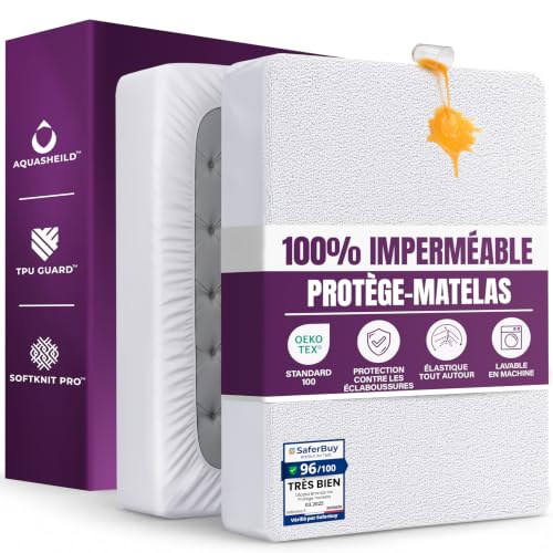 Protege Matelas Impermeable, 160 x 200 cm, pour Matelas de 40cm d'épaisseur