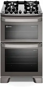 Fogão 4 bocas Electrolux Cinza Experience com Mesa de Vidro, Duplo Forno e PerfectCook360 (FE4DC) 220V