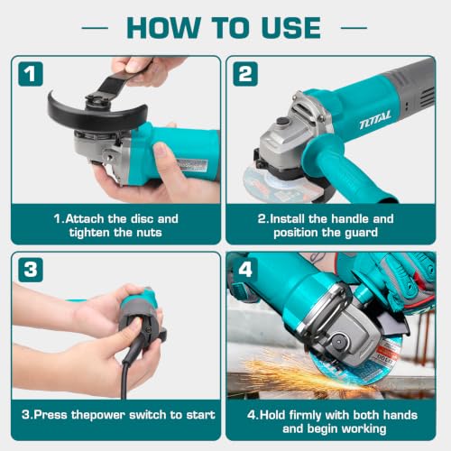 Image of TOTAL Professional Angle Grinder Machine, 750W 100mm /4'' Disc