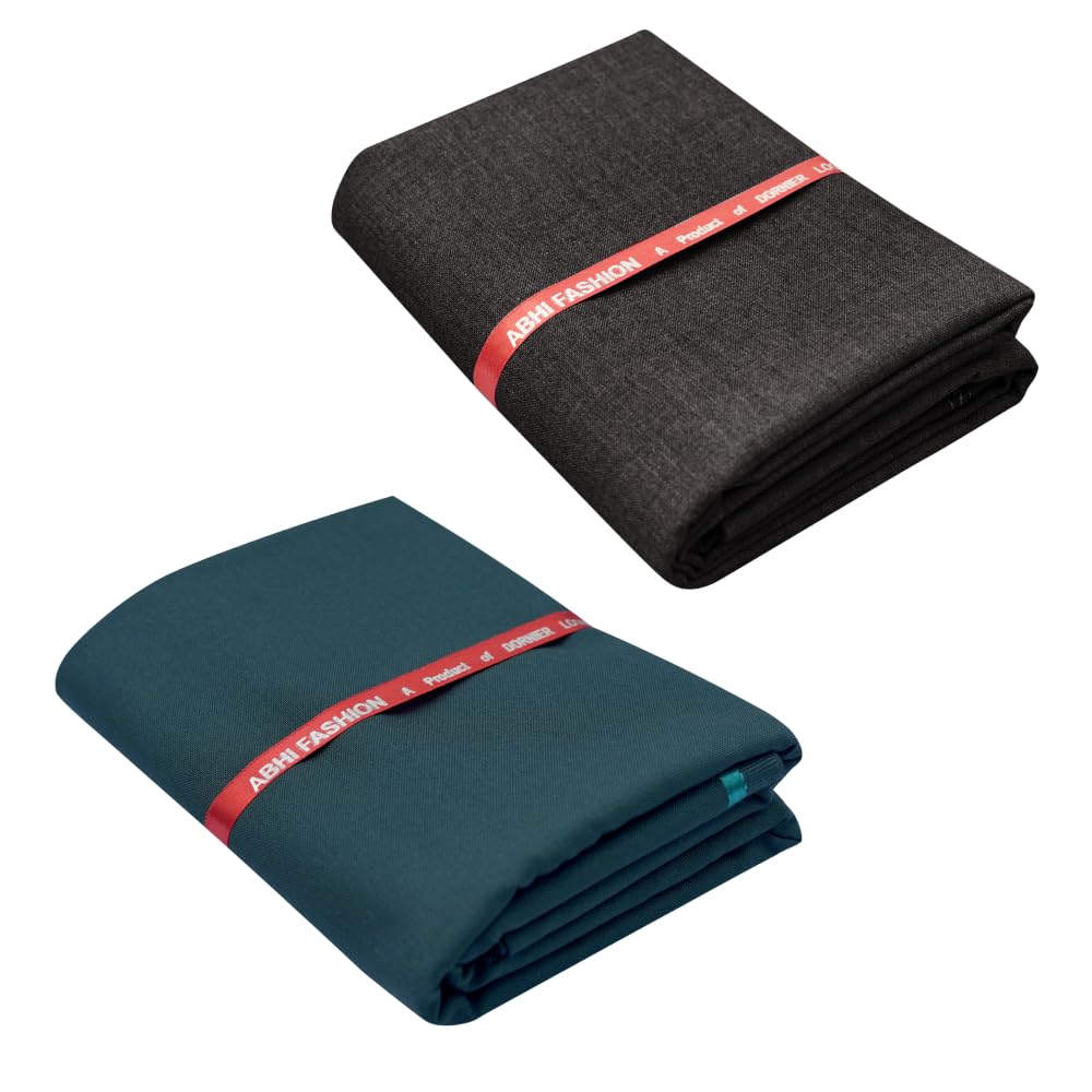 Abhi Fashion Men's Cotton Feel Formal Unstitched Combo Trouser Fabric For Men (Pack Of 2) (LGreen-Vastrd Black, 1.2M)-picture-11