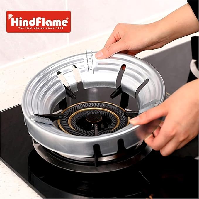 Gas Saver Stand, Gas Stove Burner Stand, Gas Flame Protector From Wind Burner Cover Protector Windproof Energy Saving, Metal Body (Pack of 2) - Image 2 thumbnail