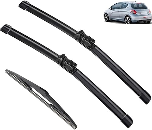 Juego de limpiaparabrisas delantero y trasero compatible con Peugeot 208 2012-2018 limpiaparabrisas limpiaparabrisas de 26 pulgadas + 16 pulgadas +