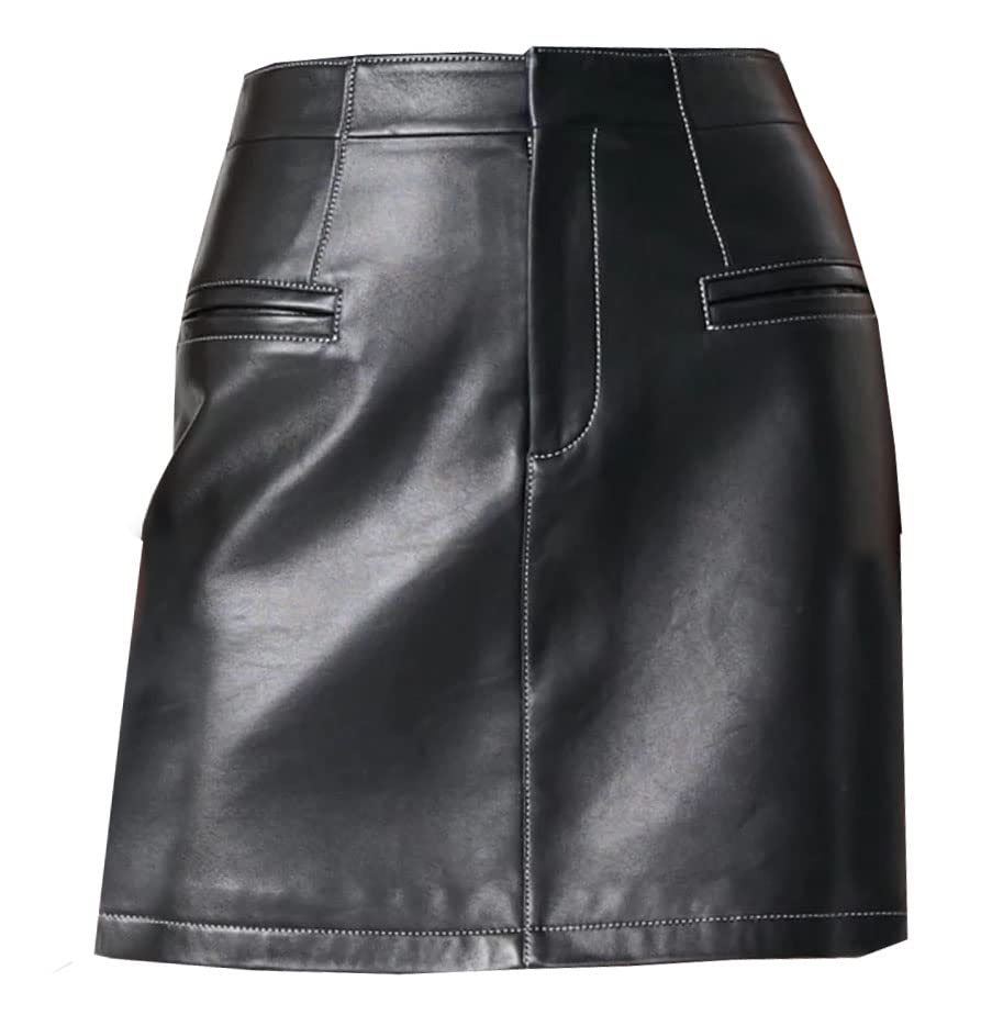 Designer Lamskin Real Leather Mini Skirt Short Length