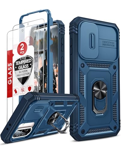 LeYi for Galaxy A36-5G Phone Case: Compatible for Samsung A36 5G Case with 2 PCS Glass Screen Protector, Slide Camera Cover Military-Grade Protection Cobertor para Telefono Cell A36, Blue