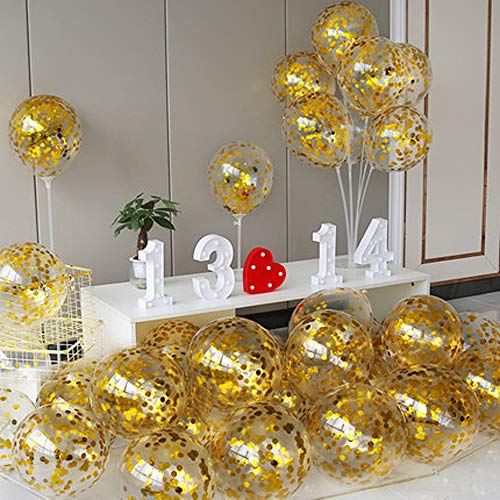 Image of Gold Confetti Balloons - 12inch, 50 Pcs Latex Balloons for Birthday, Wedding, Baby Shower & Christmas Parties