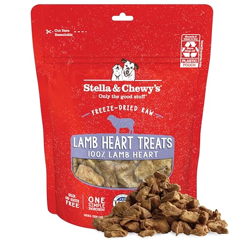 Stella & Chewy's Freeze-Dried Raw Lamb Heart Dog Treats - Single Ingredient, No Additives - Premium...