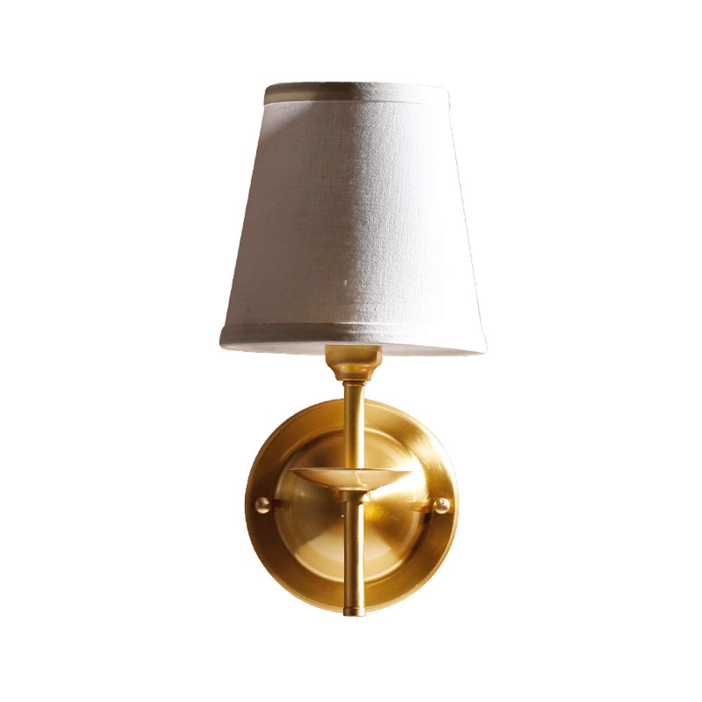 HPTHLY Wall Mounted Light Ganeep American Brass Cloth Wall Light Simple Bedroom Bedside Decorative Wall Lantern Living Room Background Aisle Stairs Wall Spot