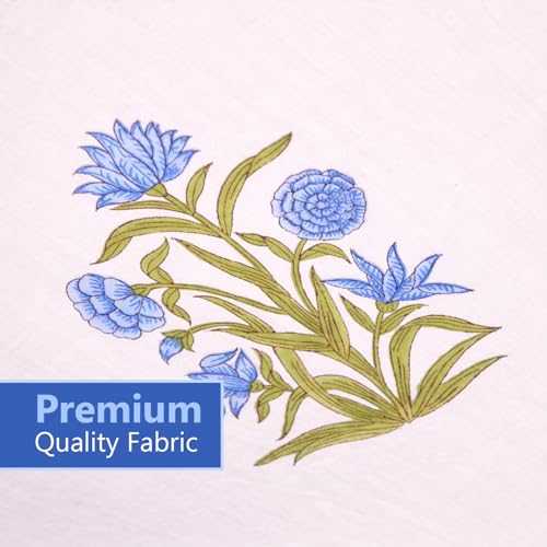 Nappe rectangulaire bleu 182x342 fleurie en coton mélangé pour table à manger - 4