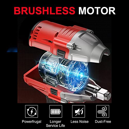 Elsoon Cordless Impact Wrench 1/2 Inch, 21V Brushless Power Impact Gun, Max Torque 310 Ft-Lbs (420N.m), 4.0Ah Li-Ion Battery, 6Pcs Driver Impact Sockets, High Torque Power Impact Wrench For Car Home #TOP6