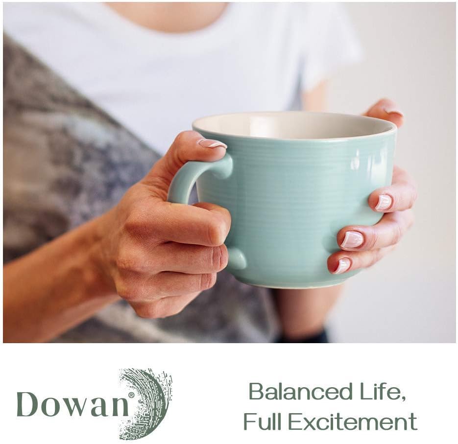Up To 40% OFF DOWAN Coffee Mug, Ceramic Soup Mugs with Handles, 17 Oz Wide Large Coffee Mugs Set of 2, Christmas Mug for Latte, Cappuccino, Soup, Tea, Green Coffee Mugs Dishwasher & Microwave Safe