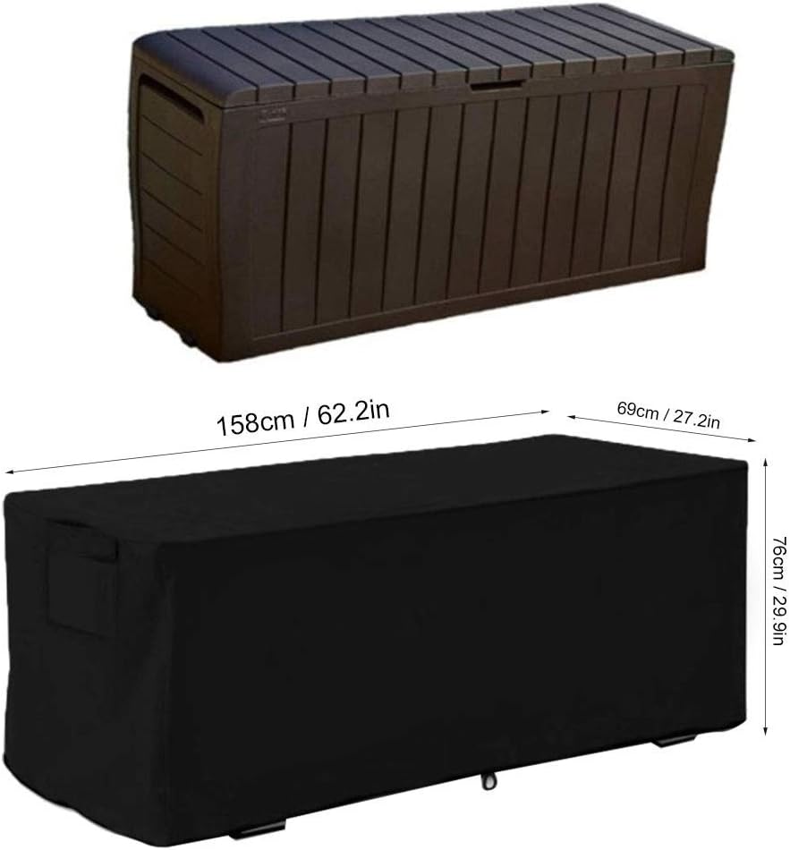 AUNMAS Deck Box , Outdoor Sturdy Patio Deck Box Storage Benches Cover, Patio Furniture Covers, Black