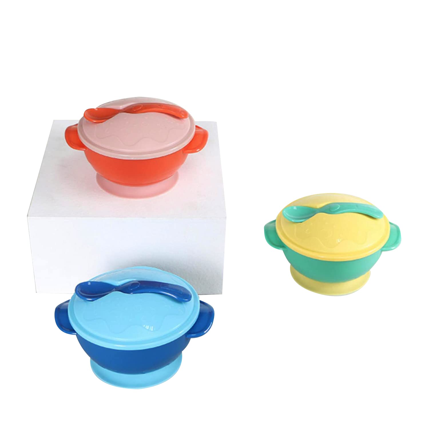 Mumoo Bear Scoop Feeding Set with Weaning Spoon Weaning and Feeding Bowl Soft & Flexible Spoon Tips Baby Weaning Essentials Leak-Proof BPA, Phthalates & Latex Free