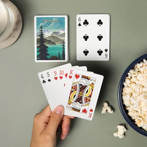 Baraja Poker Colorado con 52 cartas diseño Lago y Montaña miniatura 2