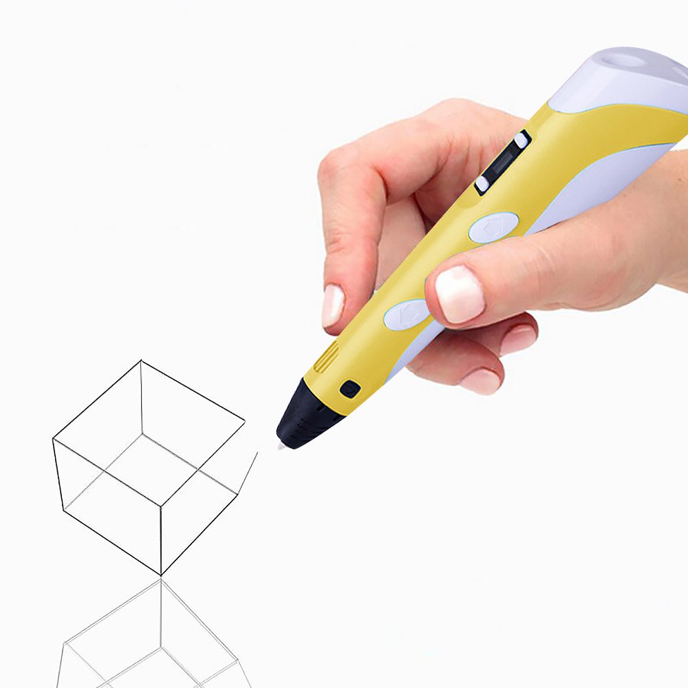 3D Drinting Pen with 3D Display Children's Doodle Educational Toys,Second-Generation 3D Printing Pen to Create Children's Imagination and Practical Ability (Yellow)