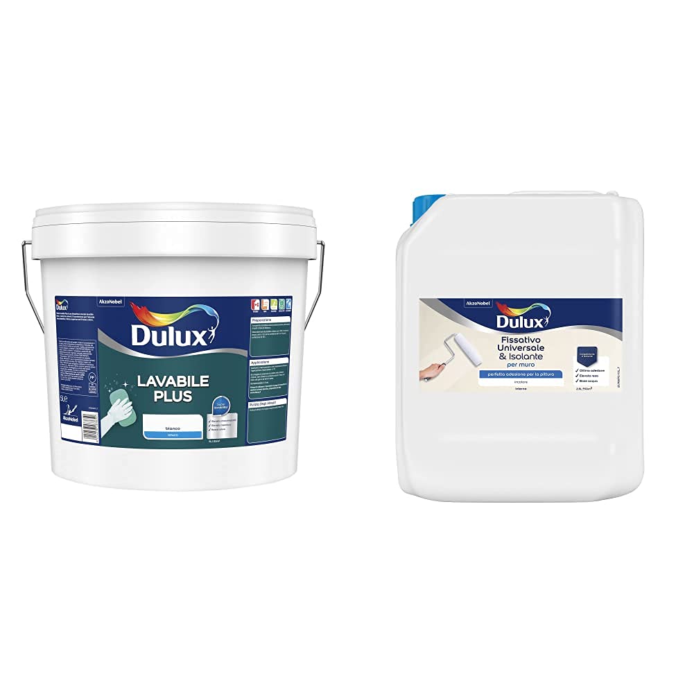 Dulux kit Lavabile Plus con Fissativo isolante e Pittura Lavabile bianca (5L)