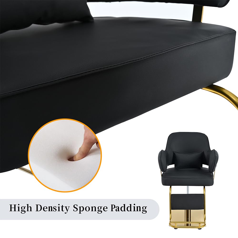 Poltrona da Barbiere Leggera, Lussuosa, Nera, Resistente, con Altezza Regolabile, per Attrezzature per Centri estetici e Spa, con Portata Fino a 330 libbre.