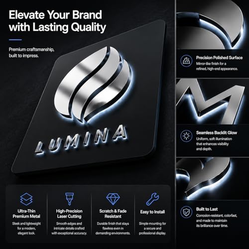 Image of Custom LED Backlit Business Sign, Reverse Channel Logo for Storefront