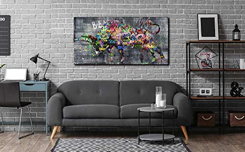 ARTJOY 絵画 キングブル 牛 アートパネル 50cm 100cm インテリア ポップアート グラフィティ グラフィカル グランジ (King Bull) [3]