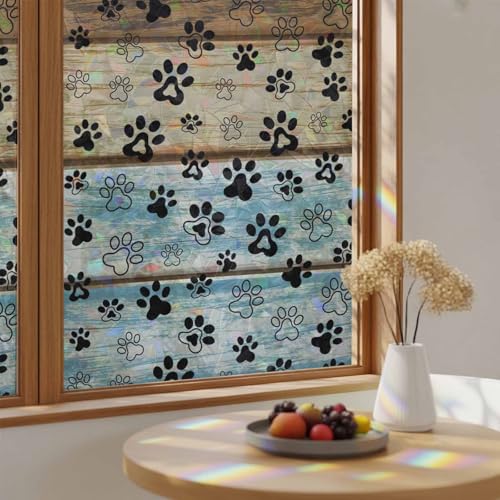 Película para ventana con estampado de huellas de perro 17.7x39.3 in miniatura 1