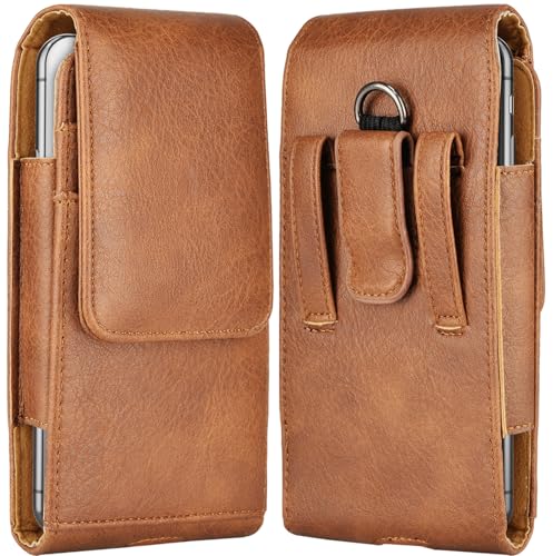 Takfox Phone Holster for Samsung Galaxy S25 Ultra S24 Plus S23 S22 S21 S20 FE 5G S10 A17 A16 A15 A14 A13 A35 A26 A36 A56 A51 A71 5G, Note 20 J7 J3 Leather Cell Phone Pouch Belt Clip Holder Case,Brown