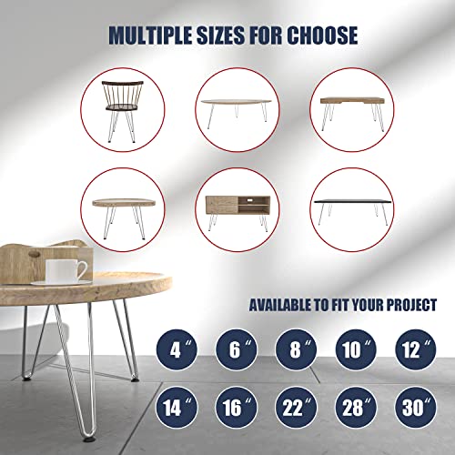 Orgerphy 12 Inch Silver Hairpin Legs (4Pcs) Bench Legs| Heavy-Duty Coffee Table Legs With Screws And 4Pcs Bonus Rubber Floor Protectors | Mid Century Modern Metal Legs Desk Legs Furniture Legs #TOP5