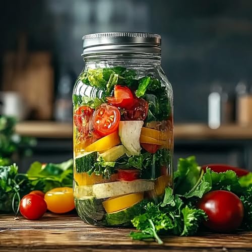 Image of ComSaf 24 oz Mason Jars Regular Mouth 6 Pcs, Large Canning Jars with Seal Bands, 24 oz Glass Jar with Lid for Jams, Sauces, Juice, Coffee, Pickling, Fruit, Dessert, Kitchen Storage