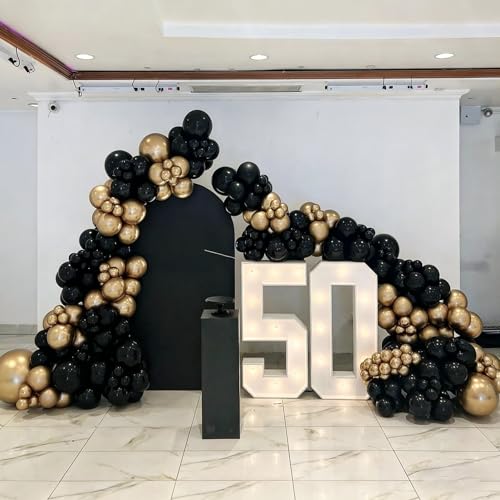 Image of Black and Gold Balloons 60Pcs 12in for Birthday Party Decorations | Gold and Black Latex Balloons for Wedding, Baby Shower, Graduation Party Decorations