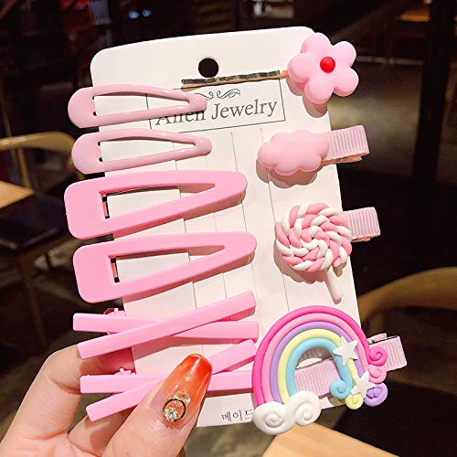 Lydztion Hair Clips For Girls,10Pcs Cute Candy Color Cartoon Design Hair Pins Assorted Colors Hair Clips Hair Barrettes Hair Accessories,Pink #TOP2