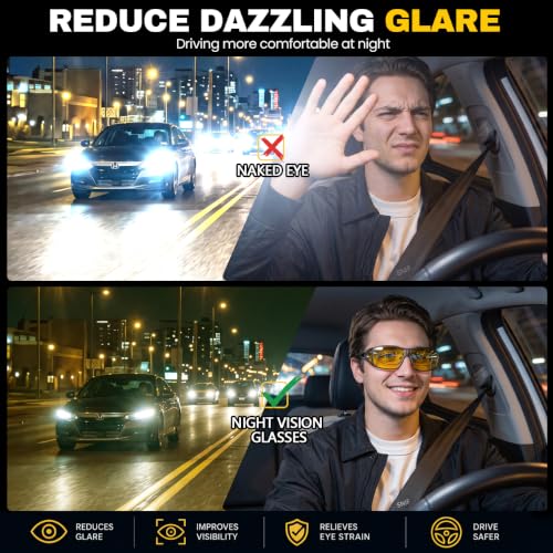 Image of Myiaur Night Vision Fit Over Glasses for Men Women Polarized Yellow Lens