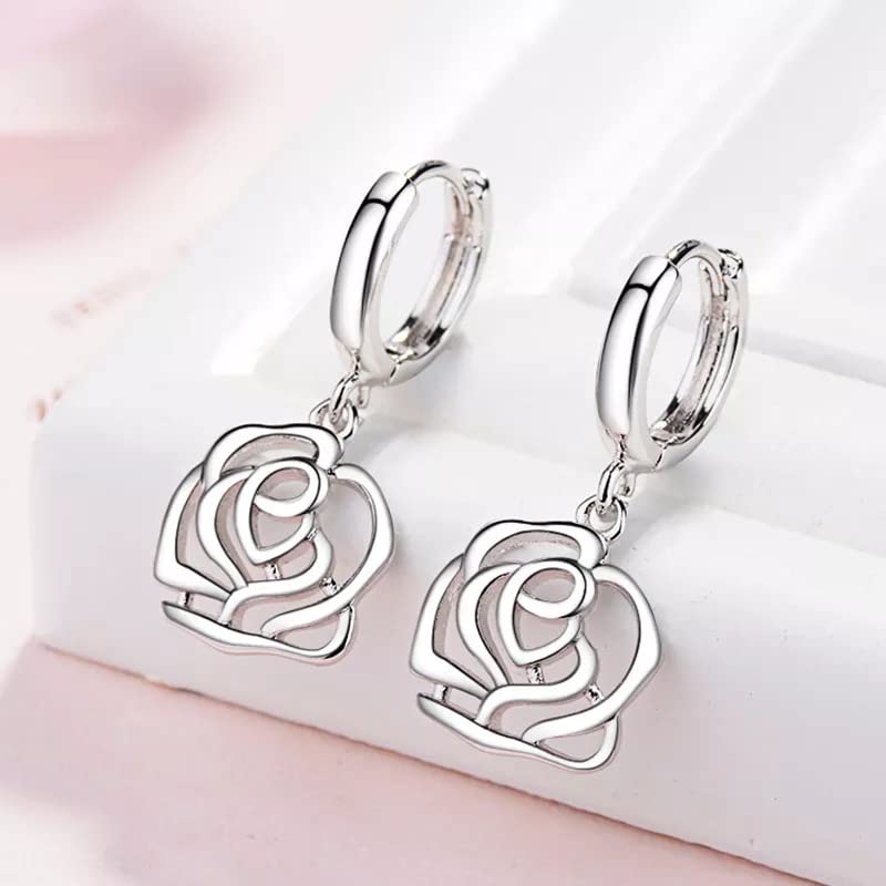 Boucles d'oreilles en argent sterling motif plante fleurie pour femme