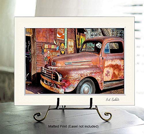 Wall Art Photograph Of Red Old Rusty Truck On Route 66 Art Decor #TOP1