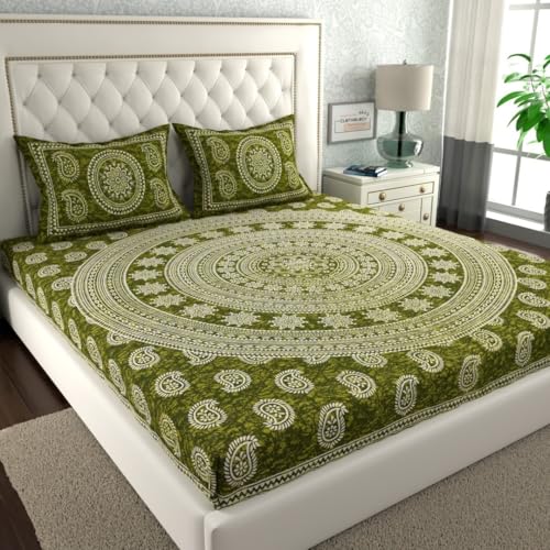 Image of Monique Bedsheet Set | 144 TC Cotton Bedsheet for Double Bed with 2 Pillow Cover