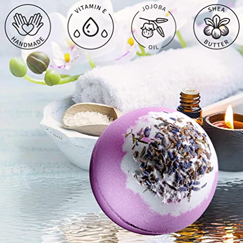 Lavender Bath Bombs For Women, Handmade Self Care Gifts For Relaxing And Relaxation Pampering Bath And Body Spa Ball, Birthday Gift Idea For Women, Men, Mom, Dad - 7Oz Fizzy With Natural Lavender Oils #TOP4