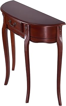 Half Moon Console Table,Solid Wood Console Table with Drawer,semi-Circular Tabletop,Sturdy Table Legs,Easy Assembly,for Living Room, Entryway, Hallway, Bedroom.Cherry,35.4 * 11.8 * 33.5in