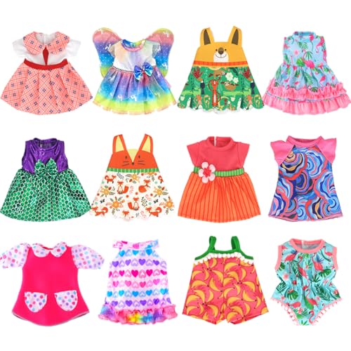 12 Set Alive Baby Doll Clothes and Accessories for 10-12 Inch Girl Dolls Outfits Include Cute Jumpsuit Dress Gift for Kids 3+ Up
