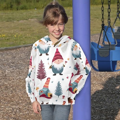 Kids Hoodies Sweaters Christmas Gnome Dwarfs Hooded Sweatshirts with Big Pockets for Boys Girls B04000174