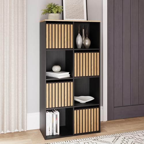 GFW Kube 2x4 Storage Sideboard Cabinet Shelf & Drawers Bedroom Living Black/Oak