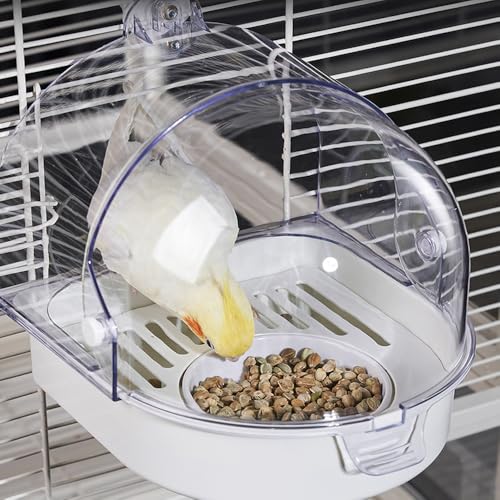 Image of Hanging Brid Bath with Feeder for Cage, 3 in 1 Multifunction Bird Bath /Bowl /House, Bird Cage Accessories Suitable for Small to Medium Birds, Like Lovebirds, Finches, Parakeets, Mannikin