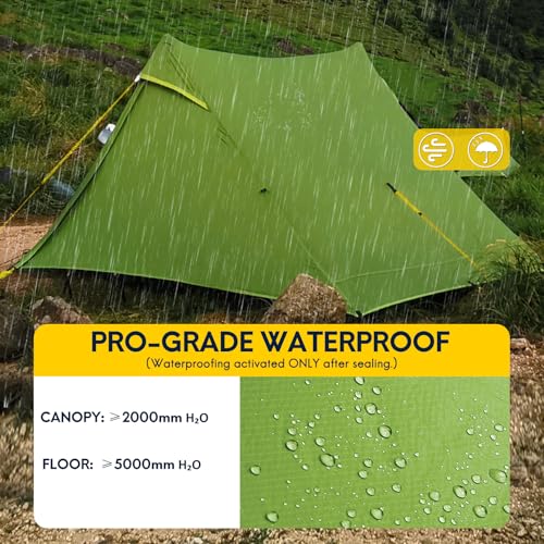 Image of LANSHAN Ultralight Waterproof 1-2 Person Backpacking Tent | Ultralight waterproof nylon, pitch anywhere, for camping & travel.