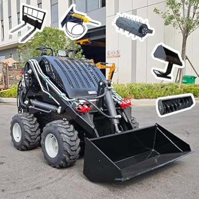 Mini Track Skid Steer Loader with Bucket, Hydraulic Compact Loader for Construction and Landscaping, Multipurpose Mini Excavator Loader for Material Handling and Excavation