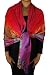 Peach Couture Rainbow Silky Tropical Feather Pashmina Wrap Shawl Scarf Cherry Red