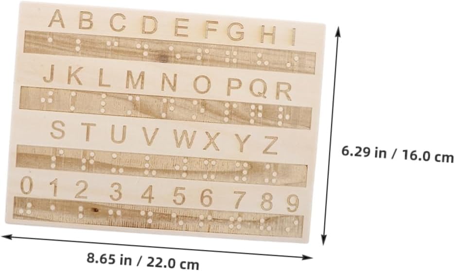 Wooden Braille Alphabet Board with Raised Dots Blind Learning Tool Braille Practice Board Blind People Educational Supplies
