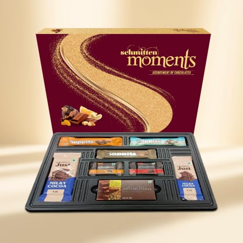 Image of Schmitten Luxury Chocolate Gift Box Pack | Assorted Milk & Dark Chocolate Bars | Premium Selected Ghanian Cocoa Beans | Gift Hamper for your Loved Ones and Valentine's Day, Zest - 175.5g