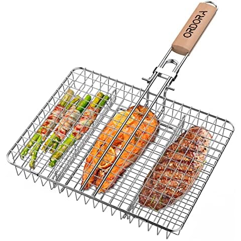 ORDORA Grill Basket with Custom Divided Sections Cover